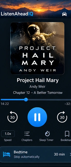 ListenAheadIQ audiobook player
